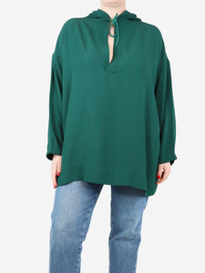 Givenchy Dark green hooded crepe blouse - size UK 10