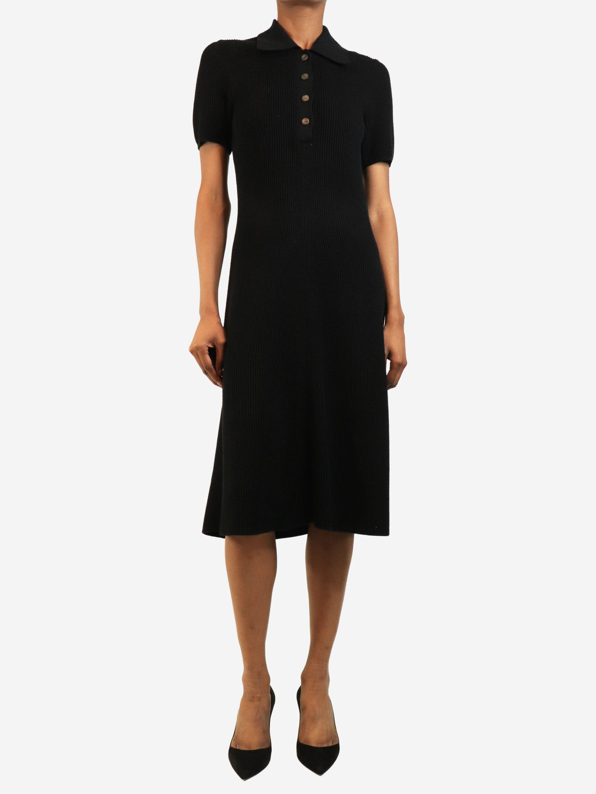 Black rib-knit polo dress - size XS Knitwear Joseph 