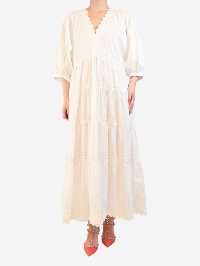 White tiered embroidered dress - size 1 Dresses Juliet Dunn 