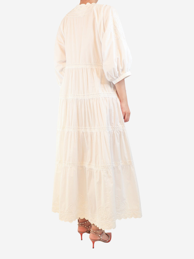 White tiered embroidered dress - size 1 Dresses Juliet Dunn 