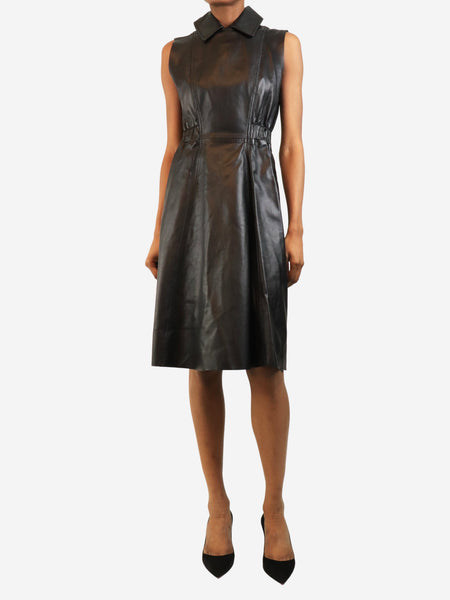 Black sleeveless leather dress - size UK 8 product image