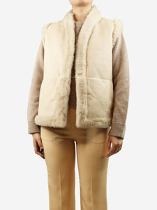 Furling by Giani Cream reversible shearling gilet - size UK 10