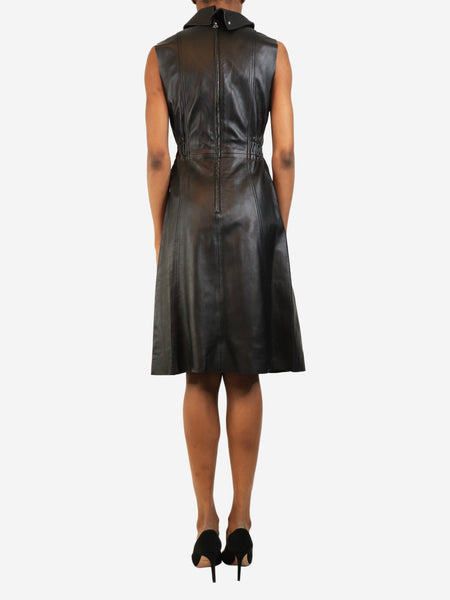 Black sleeveless leather dress - size UK 8 alternate image