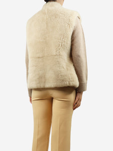 Furling by Giani Cream reversible shearling gilet - size UK 10