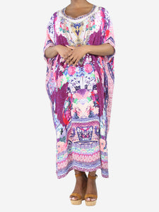 Camilla Pink bejewelled floral-printed silk kaftan dress - size One Size