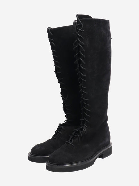 Black suede lace up boots - size EU 37 alternate image