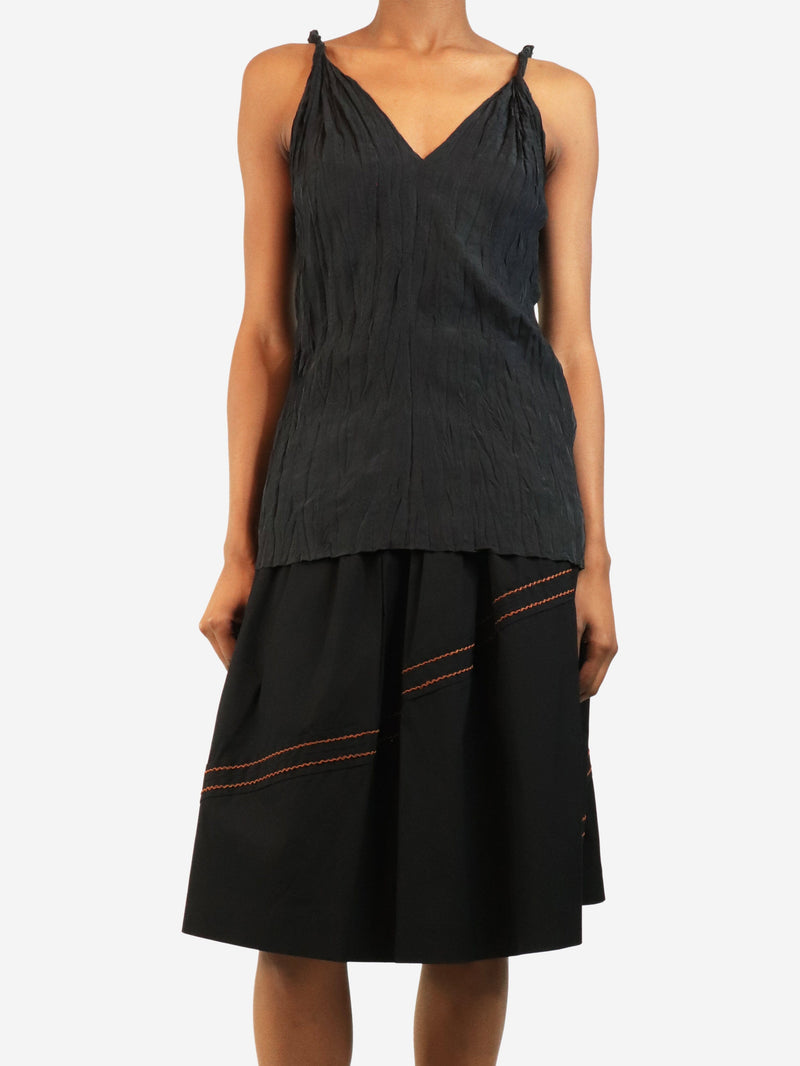 Black twist-strap crinkled silk top - size UK 6 Tops Toteme 