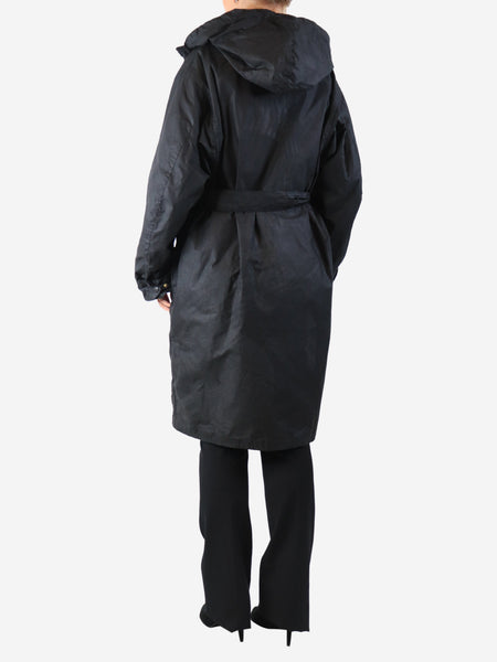 Black waxed parka - size UK 14 alternate image