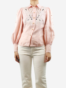 Zimmermann Pink linen embroidery shirt - size UK 8