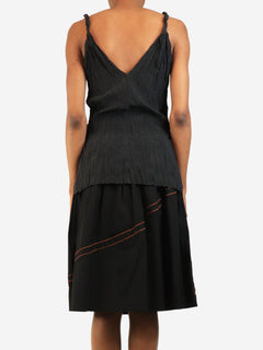 Black twist-strap crinkled silk top - size UK 6 Tops Toteme 