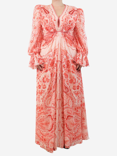 Pink paisley silk maxi dress - size UK 14 Dresses Etro 