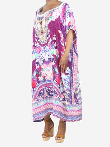 Camilla Pink bejewelled floral-printed silk kaftan dress - size One Size