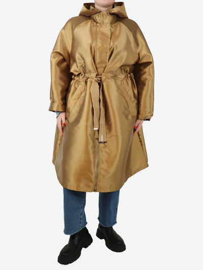 Gold hooded drawstring satin coat - size UK 14 Coats & Jackets Herno 