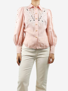 Zimmermann Pink linen embroidery shirt - size UK 8