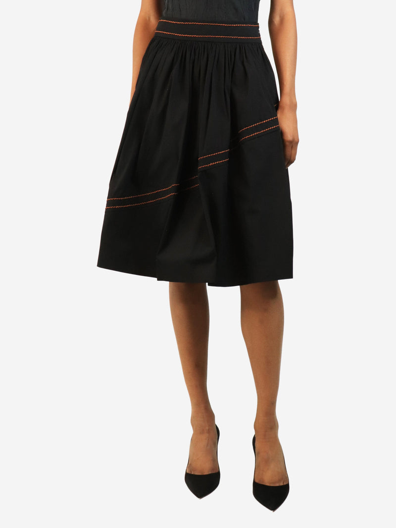 Black contrast-stitch midi skirt - size UK 8 Skirts Prada 