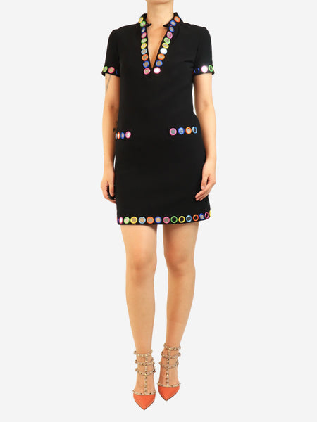 Black mirror-embellished mini dress - size UK 8 product image