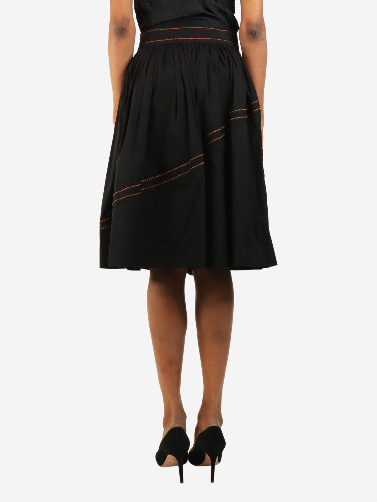 Black contrast-stitch midi skirt - size UK 8 Skirts Prada 