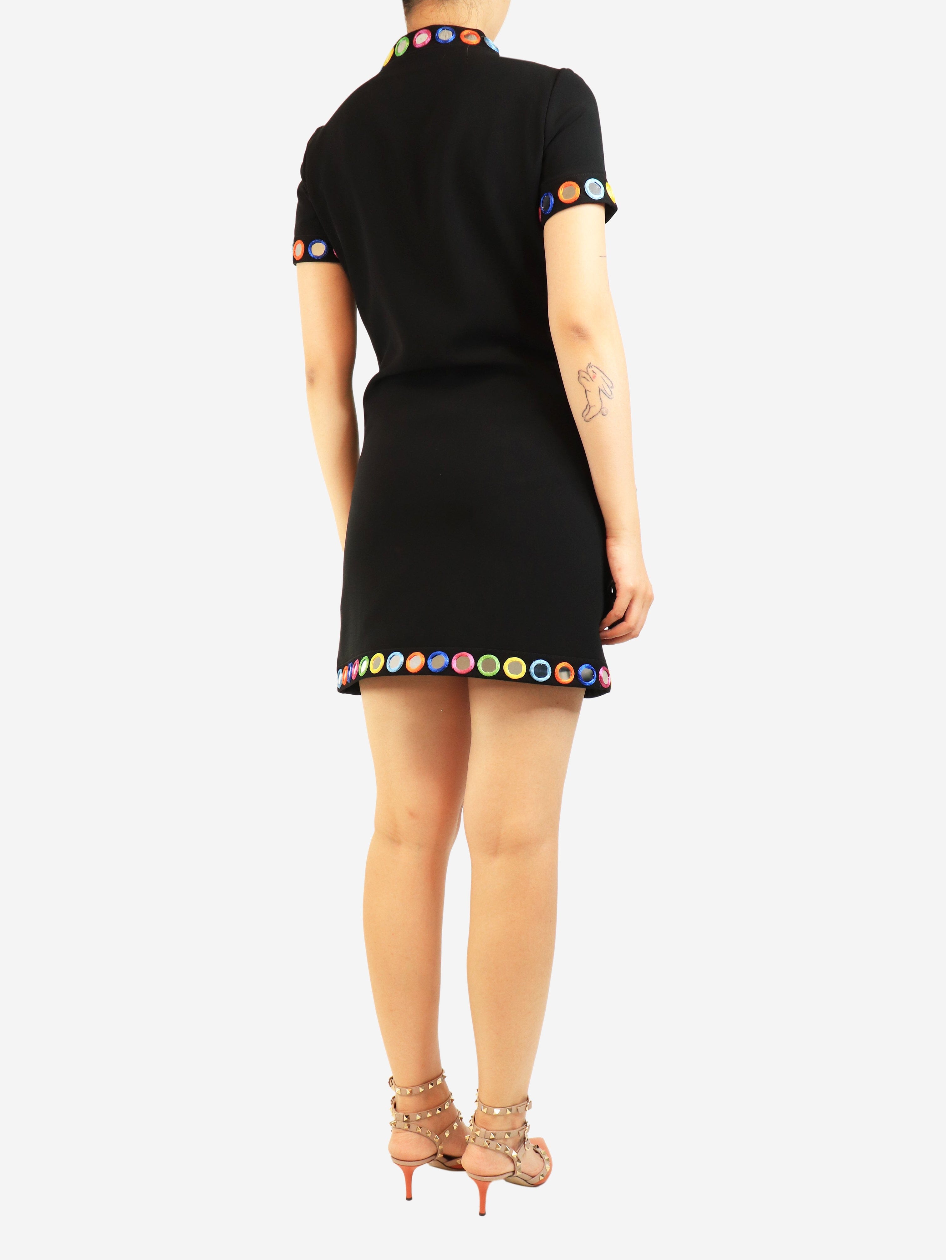 Black mirror-embellished mini dress - size UK 8 Dresses Moschino 
