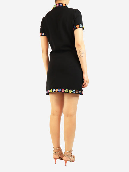 Black mirror-embellished mini dress - size UK 8 alternate image