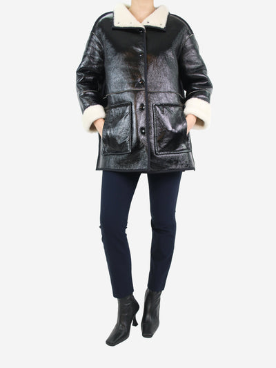 Black shearling jacket - size UK 8 Coats & Jackets Yves Salomon 