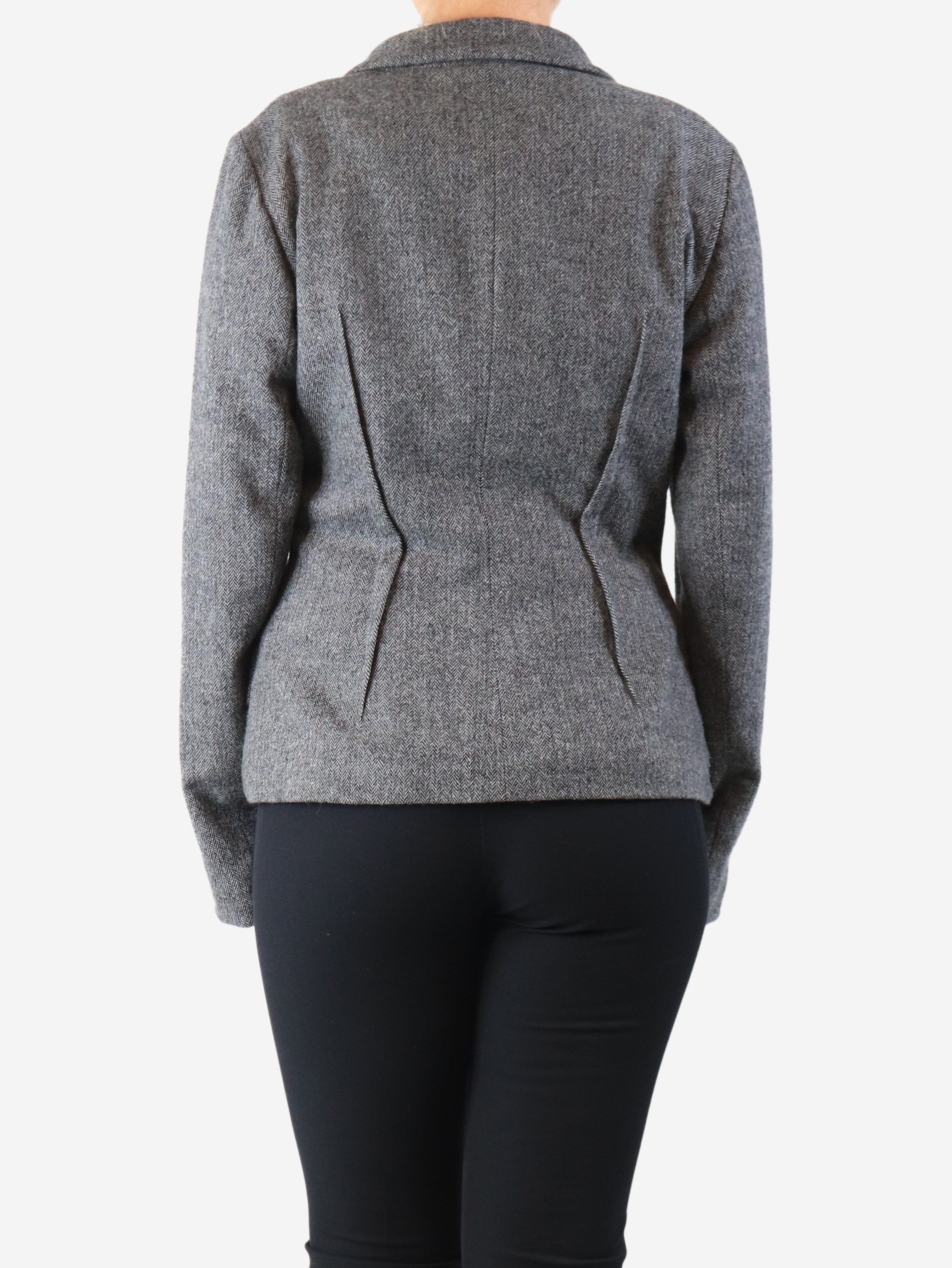 Grey Herringbone wool jacket - size UK 12 Coats & Jackets Lanvin 
