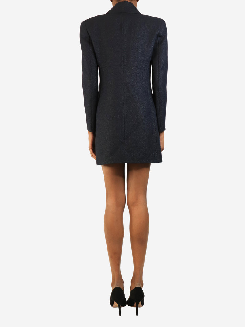 Navy glittery double-breasted blazer dress - size UK 8