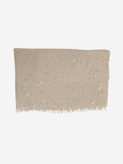 Beige cashmere sequin scarf Scarves Brunello Cucinelli 