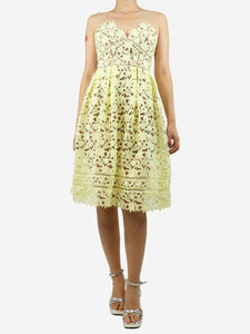 self-portrait self-portrait Yellow broderie anglaise midi dress - size UK 8