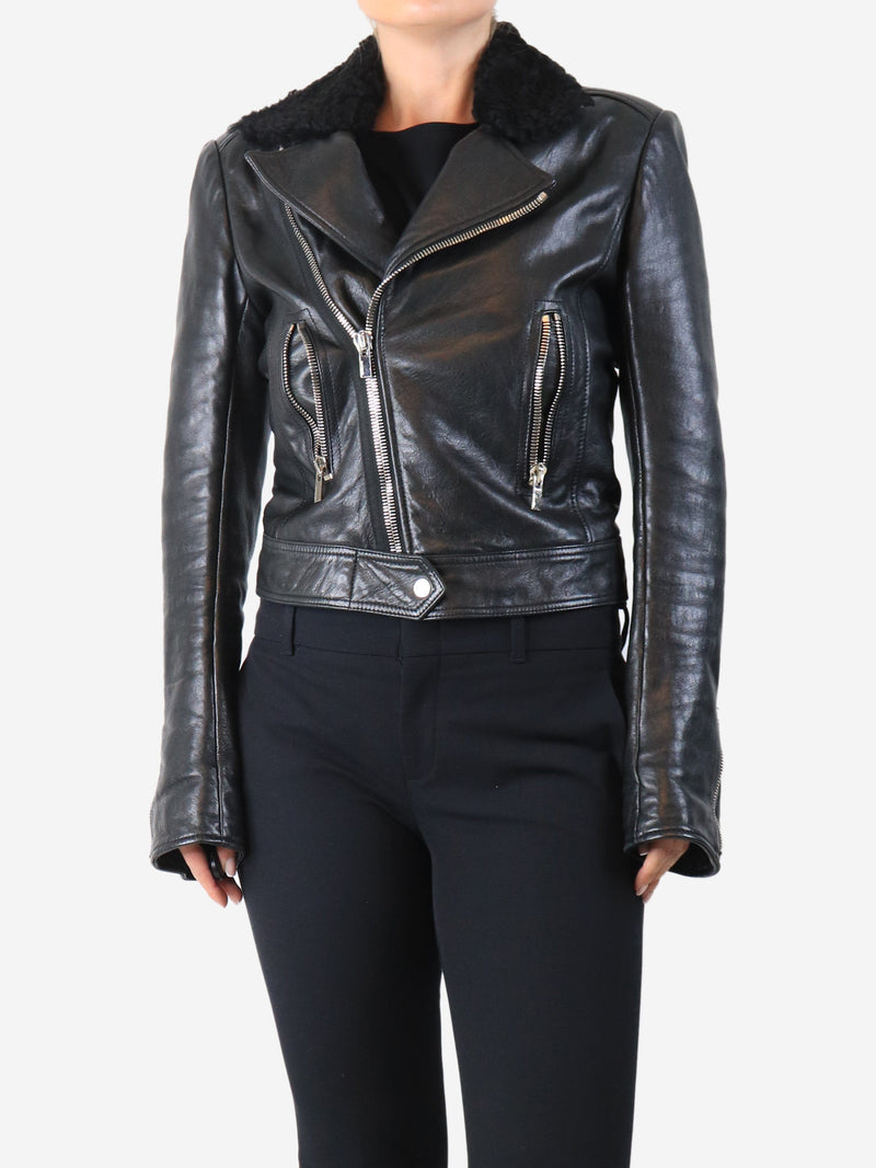 leather shearling biker jacket