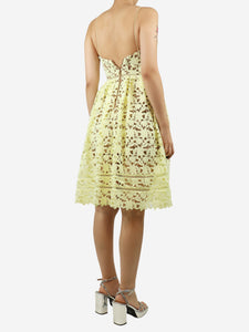 self-portrait self-portrait Yellow broderie anglaise midi dress - size UK 8