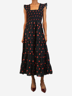 Black polka-dot floral maxi dress - size UK 8 Dresses Rixo 