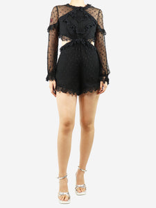 Zimmermann Zimmermann Black sheer open-back playsuit - size UK 10