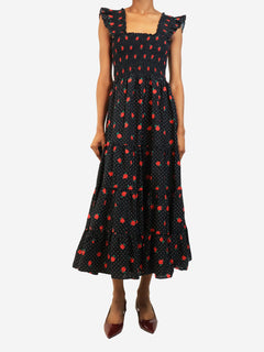 Black polka-dot floral maxi dress - size UK 8 Dresses Rixo 