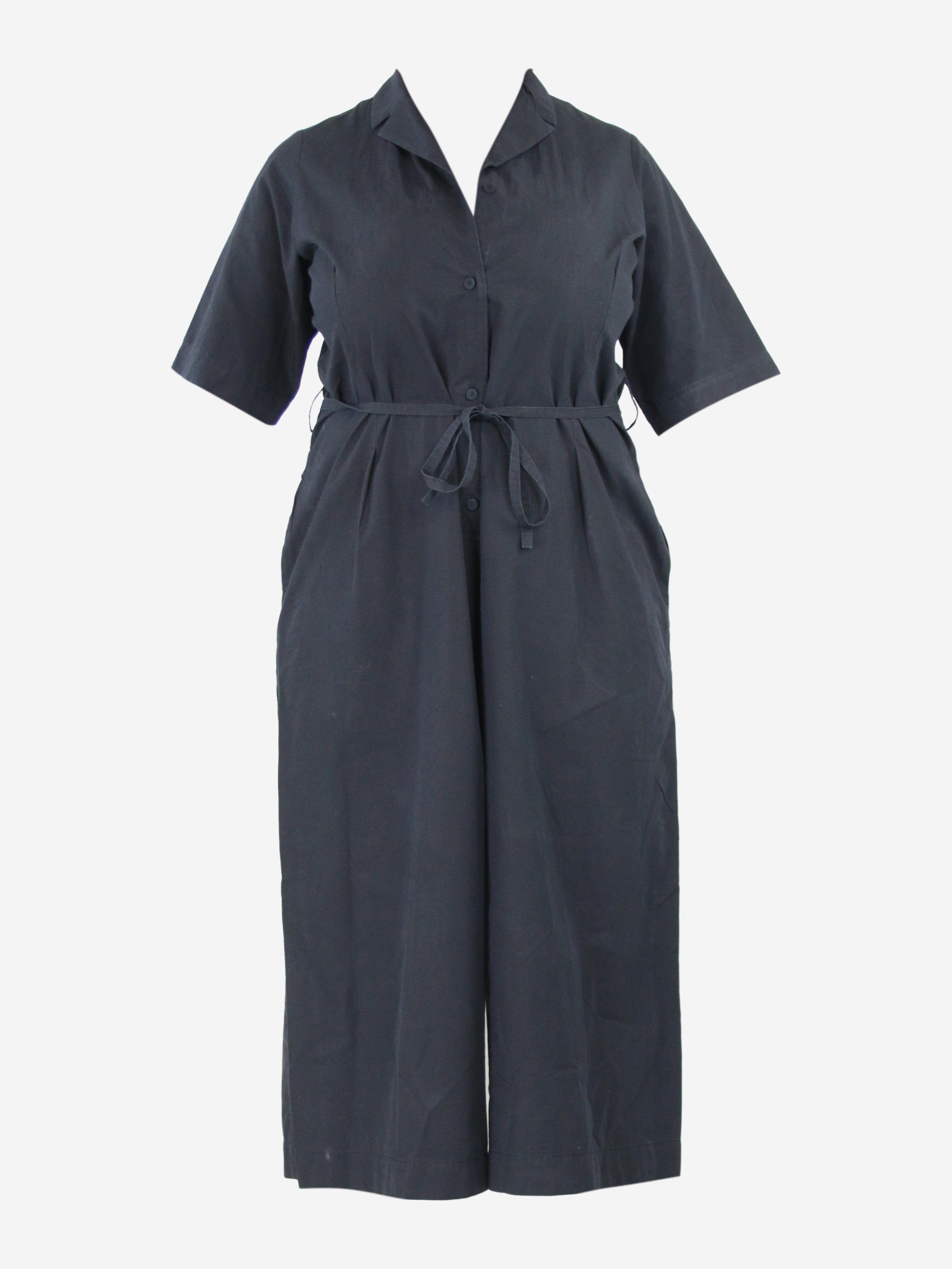 Black short-sleeved wide-leg jumpsuit - size L Jumpsuits Ecole De Curiosites 