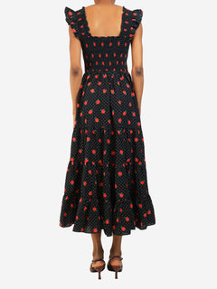 Black polka-dot floral maxi dress - size UK 8 Dresses Rixo 