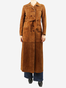 Fendi Brown suede double-breasted coat - size UK 8