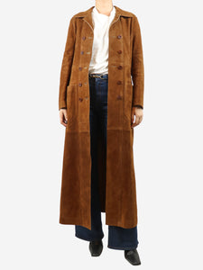 Fendi Brown suede double-breasted coat - size UK 8