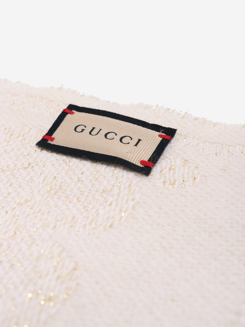 Cream monogram glittery scarf Scarves Gucci 