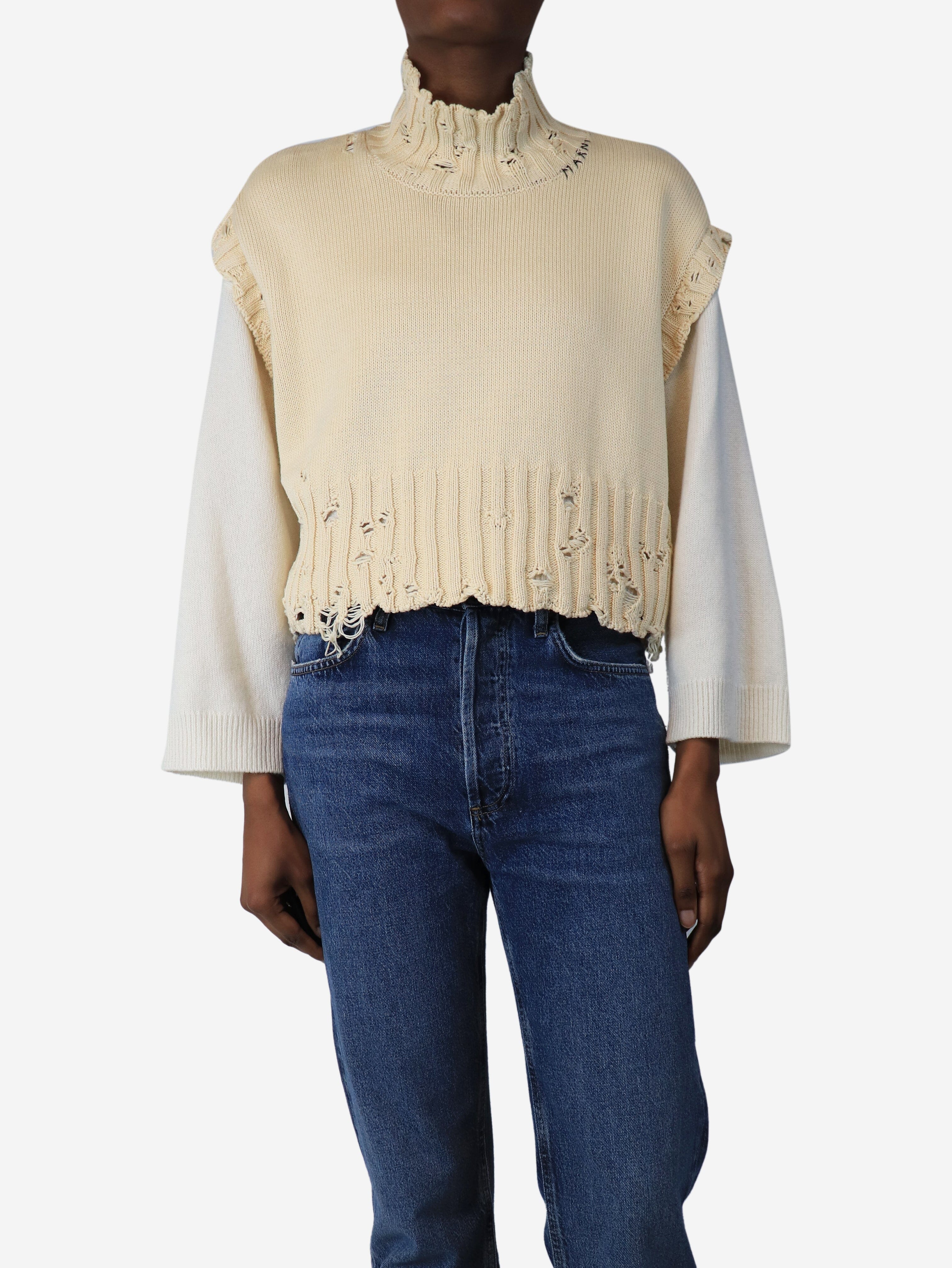 Cream distressed jumper vest - size UK 8 Knitwear Marni 