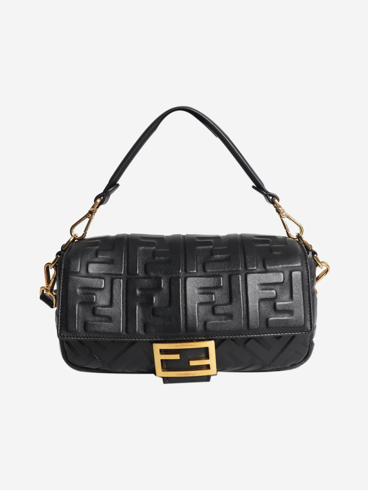 Black embossed FF Baguette bag Shoulder bags Fendi 