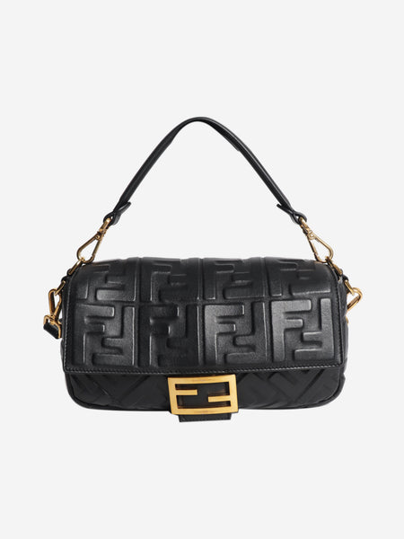 Black embossed FF Baguette bag product image