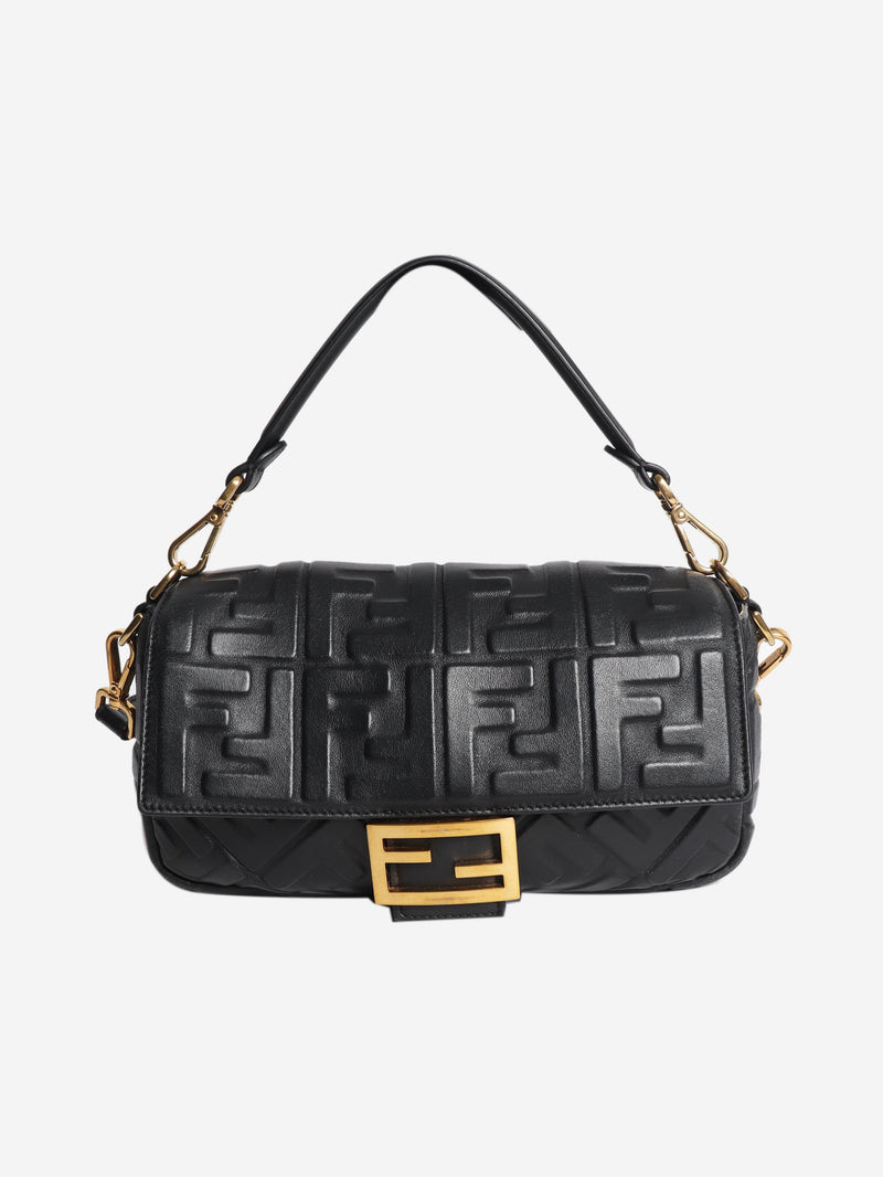 Black embossed FF Baguette bag Shoulder bags Fendi 