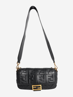 Black embossed FF Baguette bag Shoulder bags Fendi 
