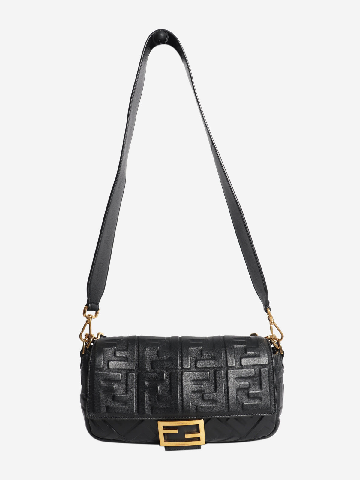 Black embossed FF Baguette bag Shoulder bags Fendi 