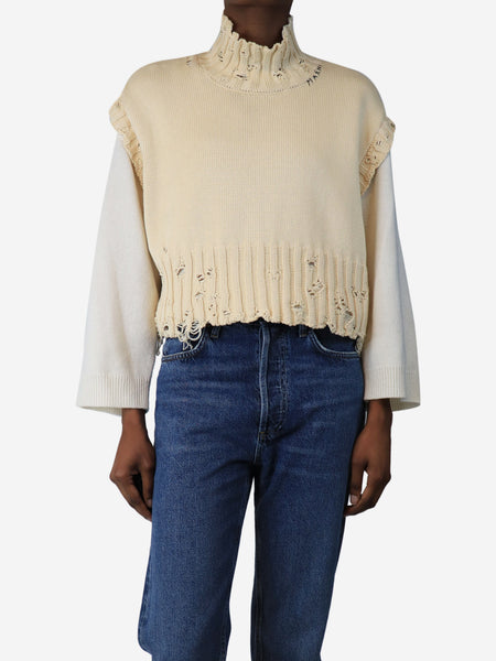 Cream distressed jumper vest - size UK 8 product image