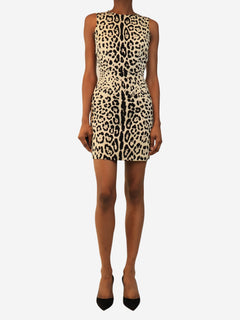 Cream leopard print mini dress - size UK 6 Dresses Dolce & Gabbana 