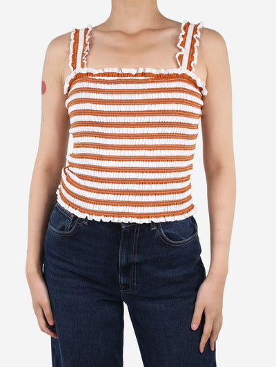 Brown striped and shirred top - size S Tops Veronica Beard 