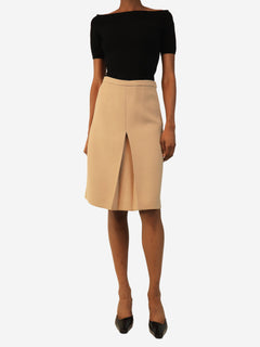 Beige inverted box-pleat midi skirt - size UK 8 Skirts Miu Miu 