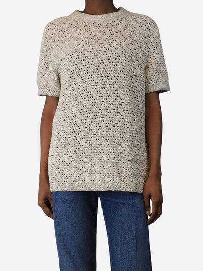 Ivory crotchet-knit t-shirt - size S Tops Bottega Veneta 
