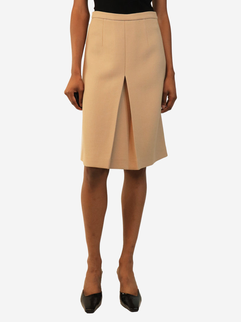 Beige inverted box-pleat midi skirt - size UK 8 Skirts Miu Miu 